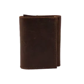 3D Men's Brown Leather Tri-Fold Wallet DW1023