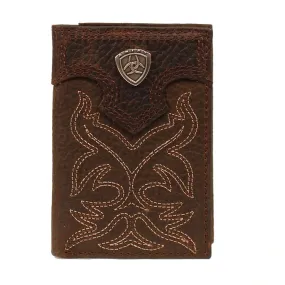 Ariat Brown Tri-fold Rodeo Wallet with Shield Logo A3511002
