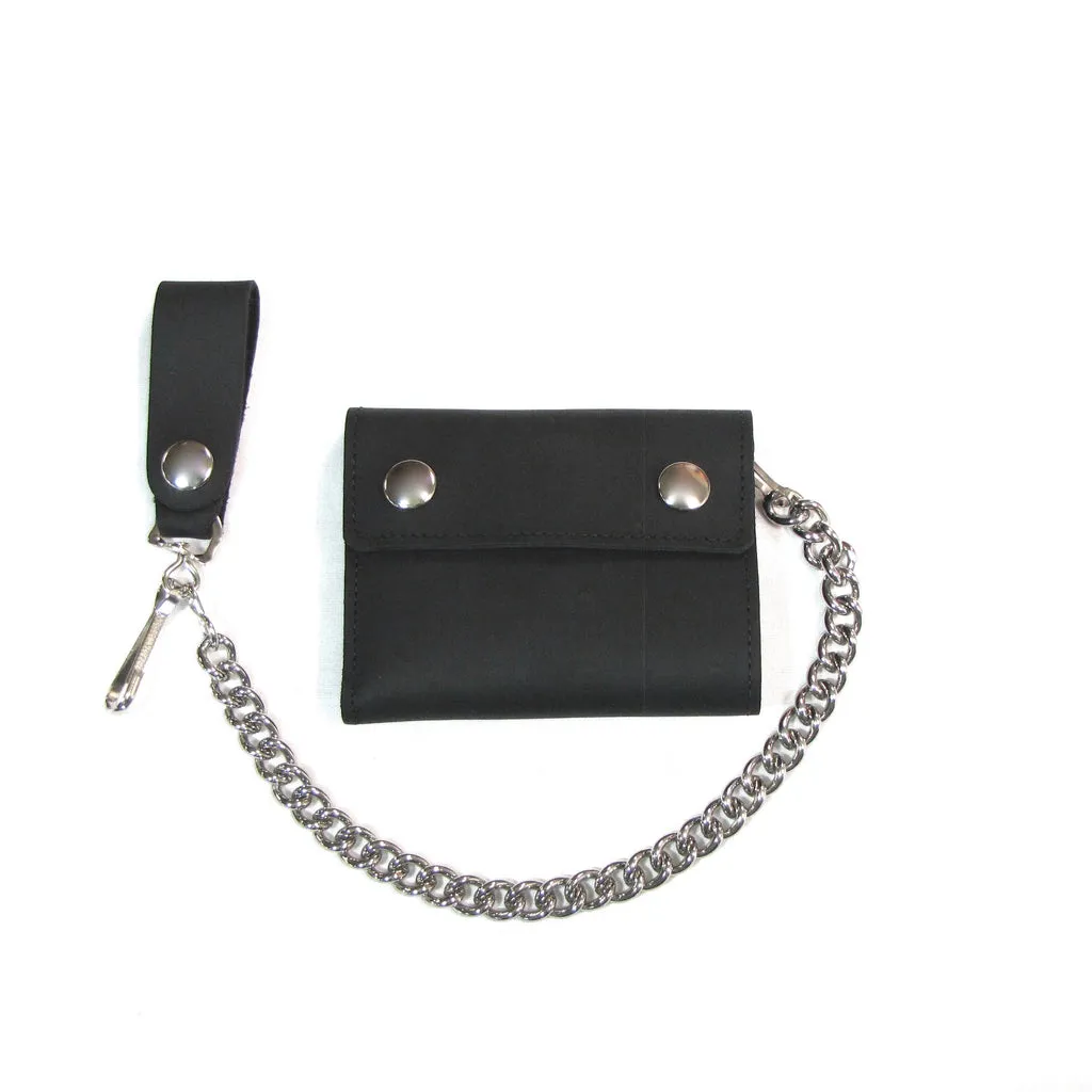Black Leather Oil Tanned Bi-Fold Wallet