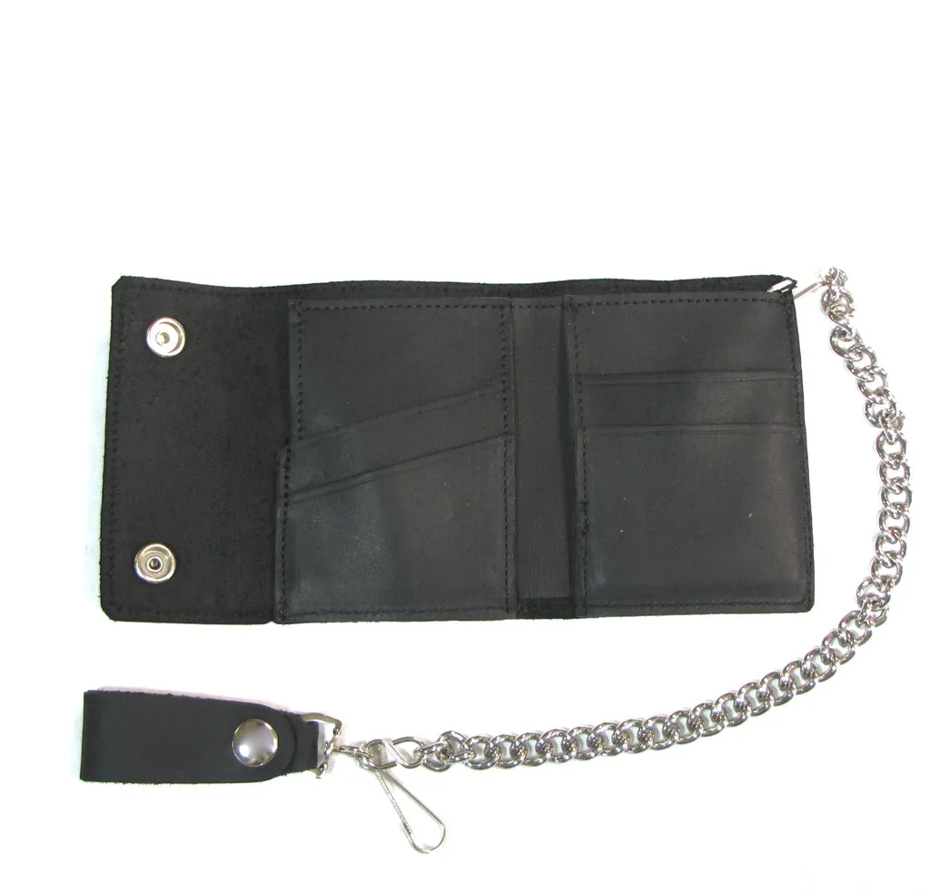 Black Leather Oil Tanned Bi-Fold Wallet