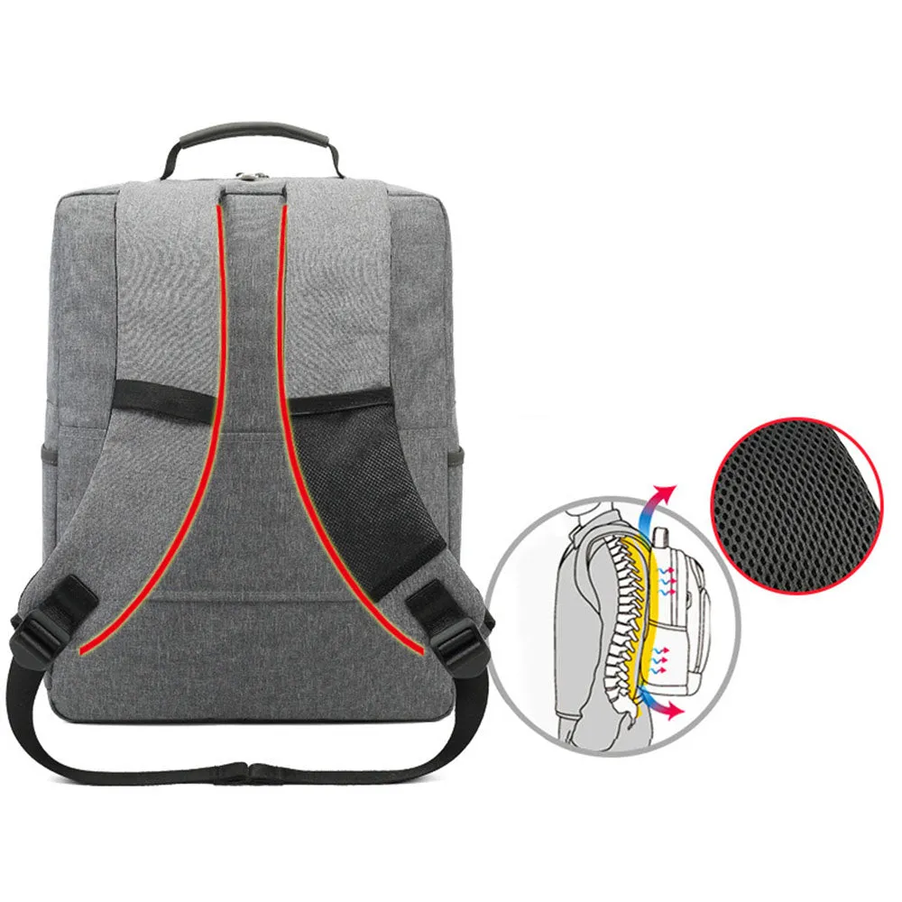 Black/Grey Business Laptop Backpack Handbag Large Capacity Waterproof Bag for School Travelling Working