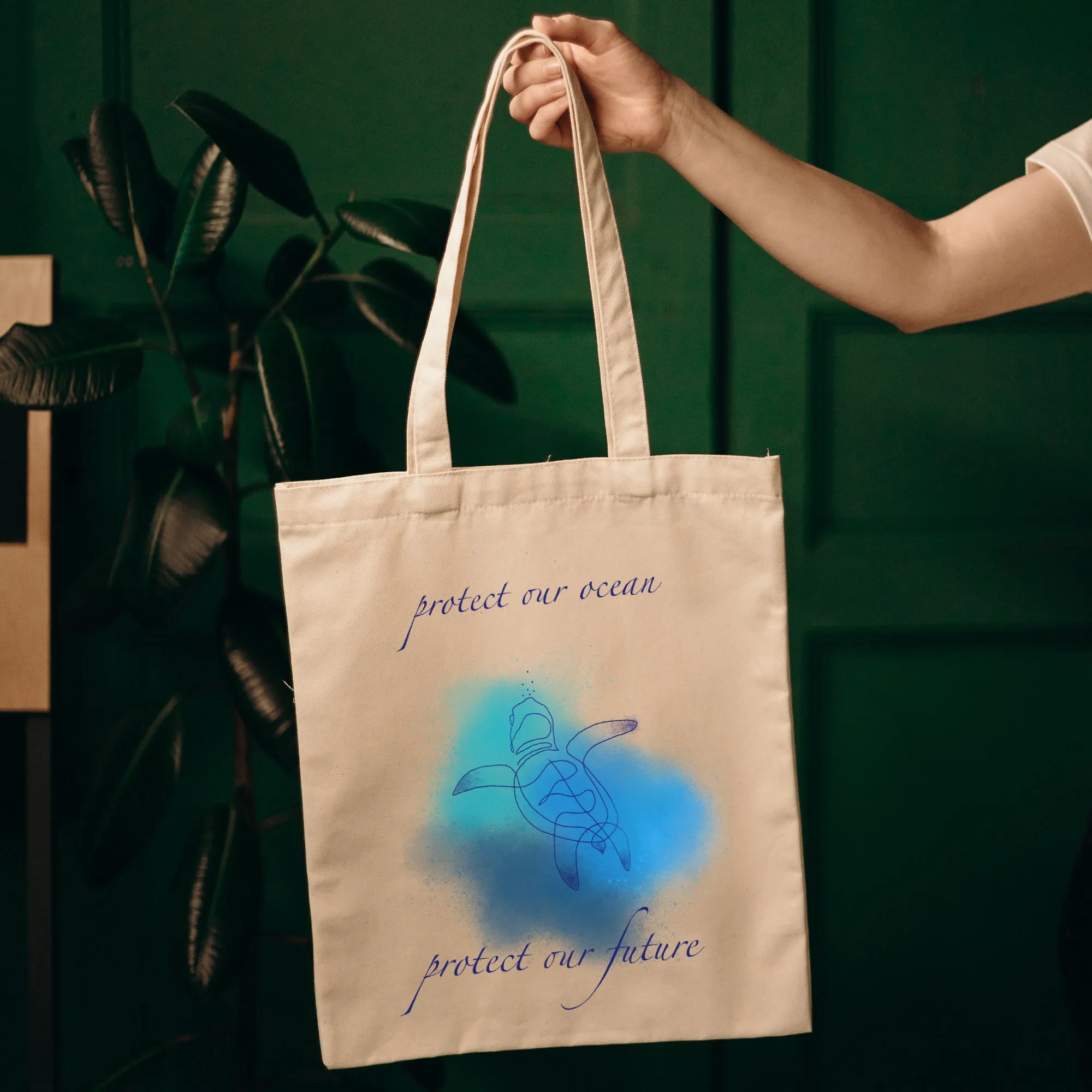 Blue Turtle Tote Bag