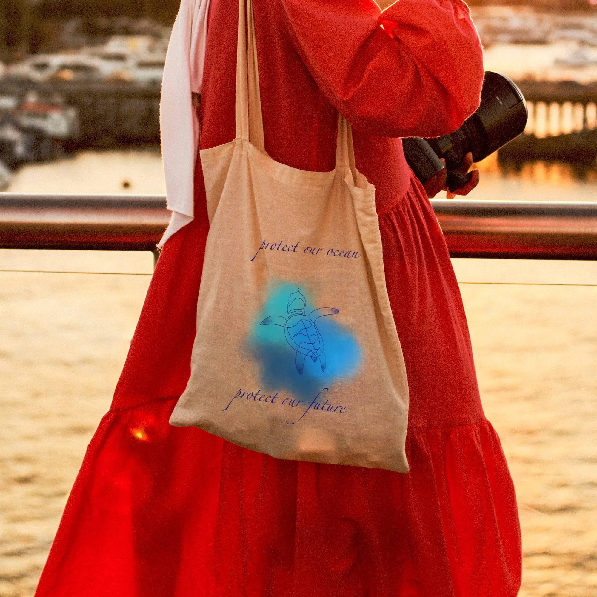 Blue Turtle Tote Bag
