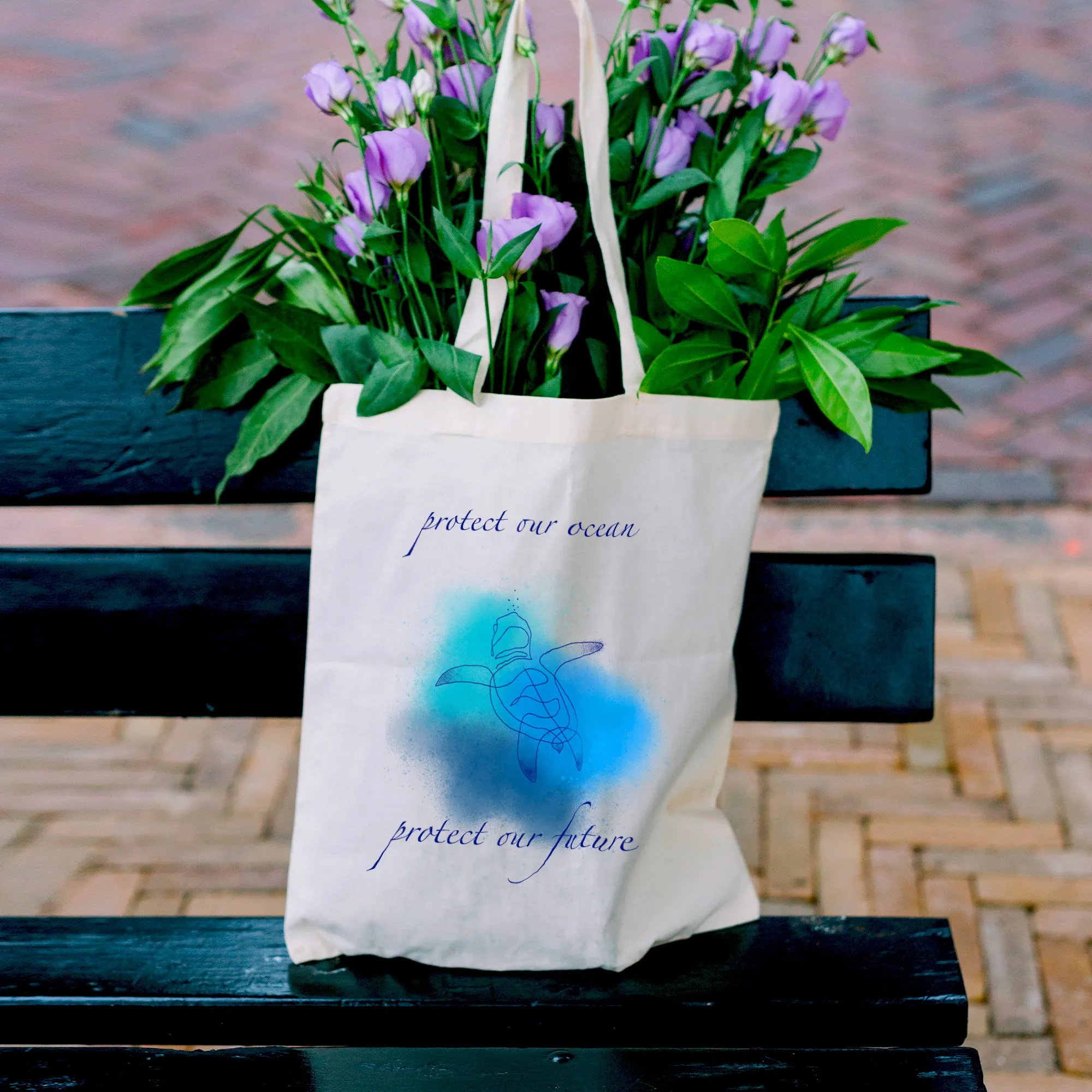 Blue Turtle Tote Bag