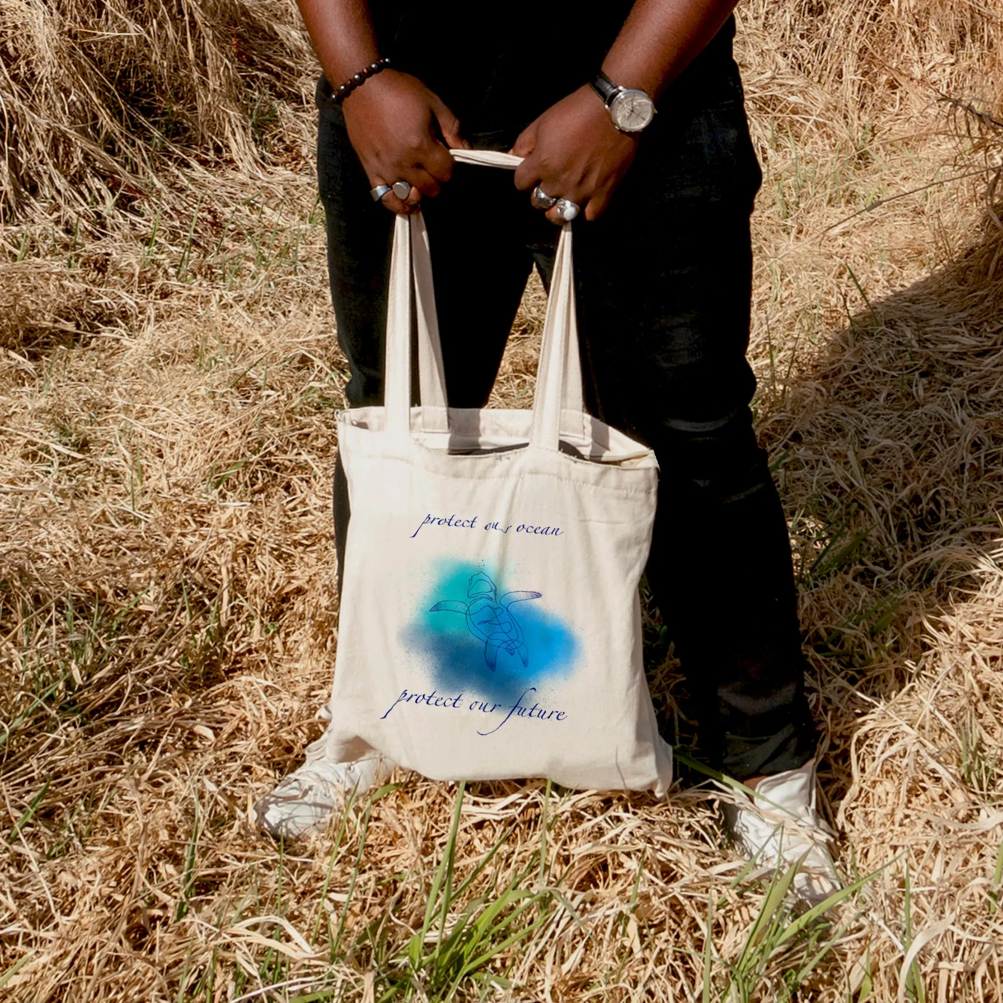Blue Turtle Tote Bag