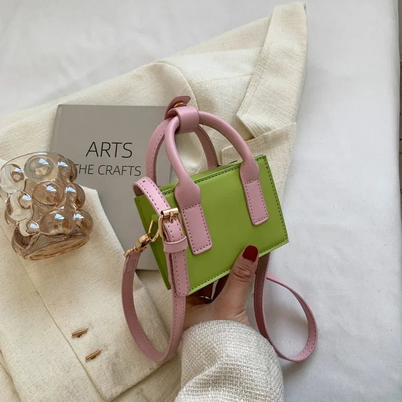 Candy Color Mini PU Leather Fashion Designer Shoulder Crossbody Sling Bags for Women 2022 Purses and Handbags Lady Cute Totes