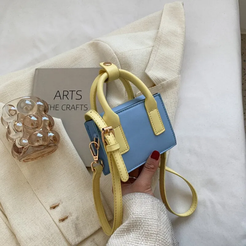 Candy Color Mini PU Leather Fashion Designer Shoulder Crossbody Sling Bags for Women 2022 Purses and Handbags Lady Cute Totes