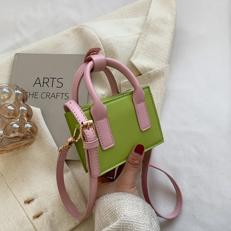Candy Color Mini PU Leather Fashion Designer Shoulder Crossbody Sling Bags for Women 2022 Purses and Handbags Lady Cute Totes