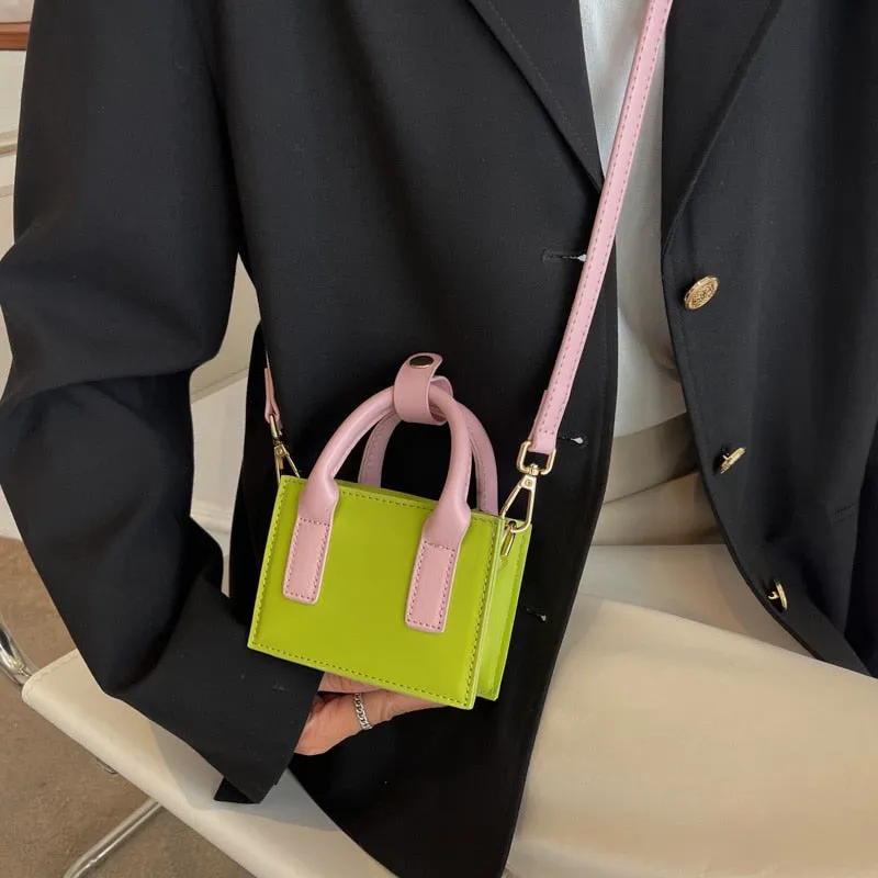 Candy Color Mini PU Leather Fashion Designer Shoulder Crossbody Sling Bags for Women 2022 Purses and Handbags Lady Cute Totes