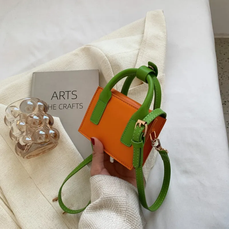 Candy Color Mini PU Leather Fashion Designer Shoulder Crossbody Sling Bags for Women 2022 Purses and Handbags Lady Cute Totes