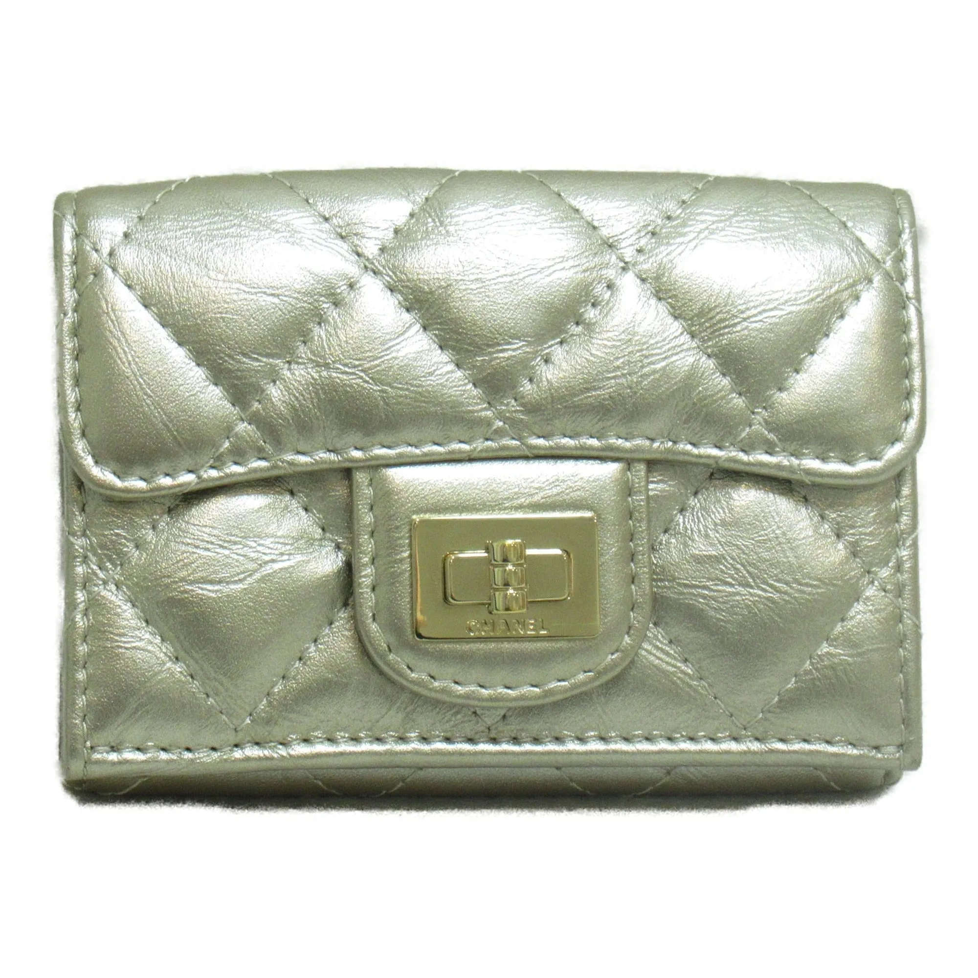 CHANEL 2.55 Tri-fold Wallet Gold Metallic gold leather
