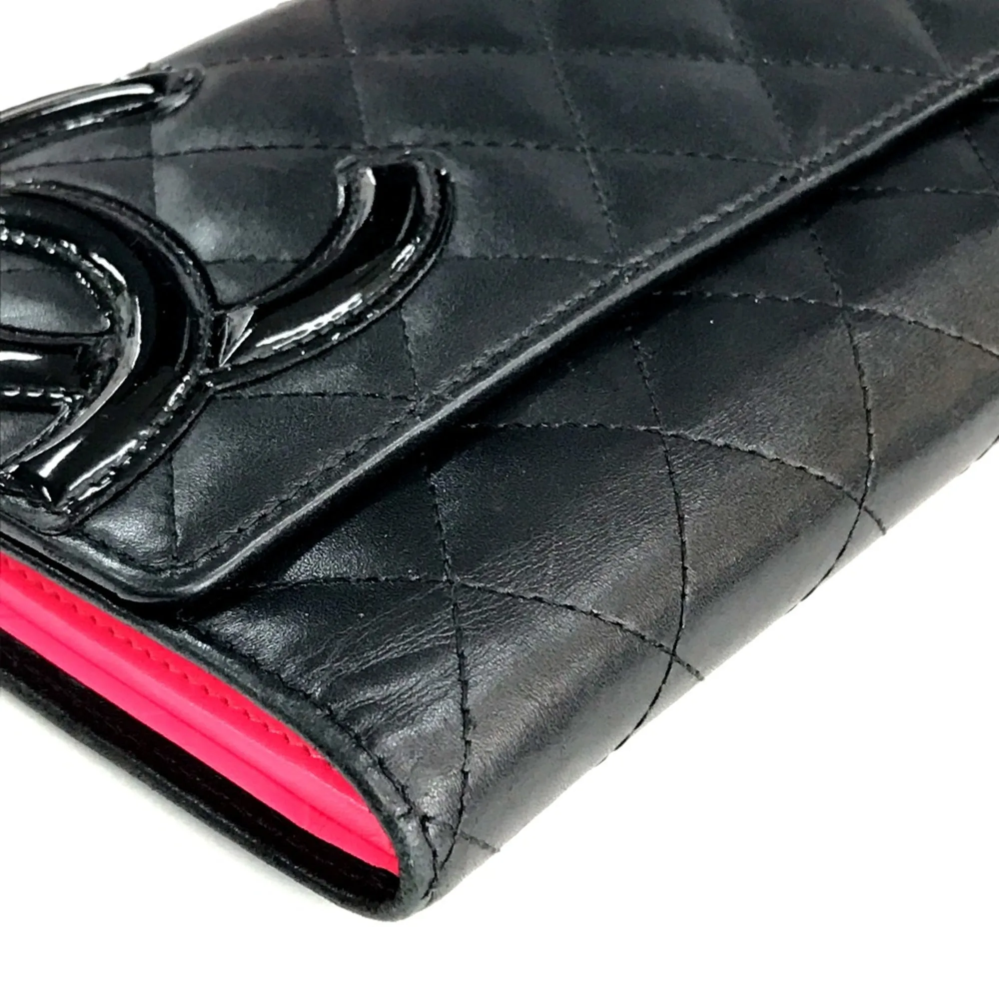 Chanel A46645 Cambon Line Trifold Long Wallet Black