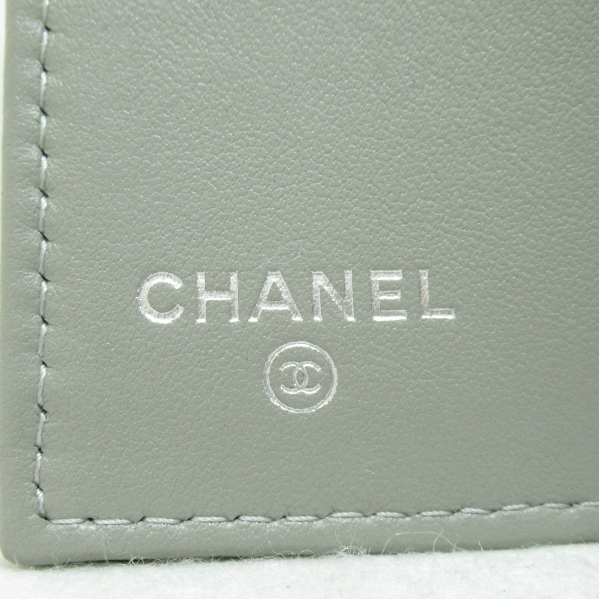 CHANEL BOY  tri-fold wallet Gray Caviar Skin [Grained Calf]