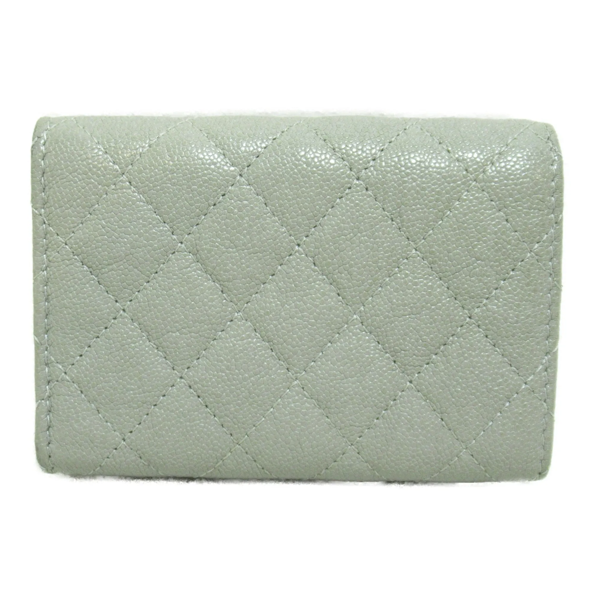 CHANEL BOY  tri-fold wallet Gray Caviar Skin [Grained Calf]