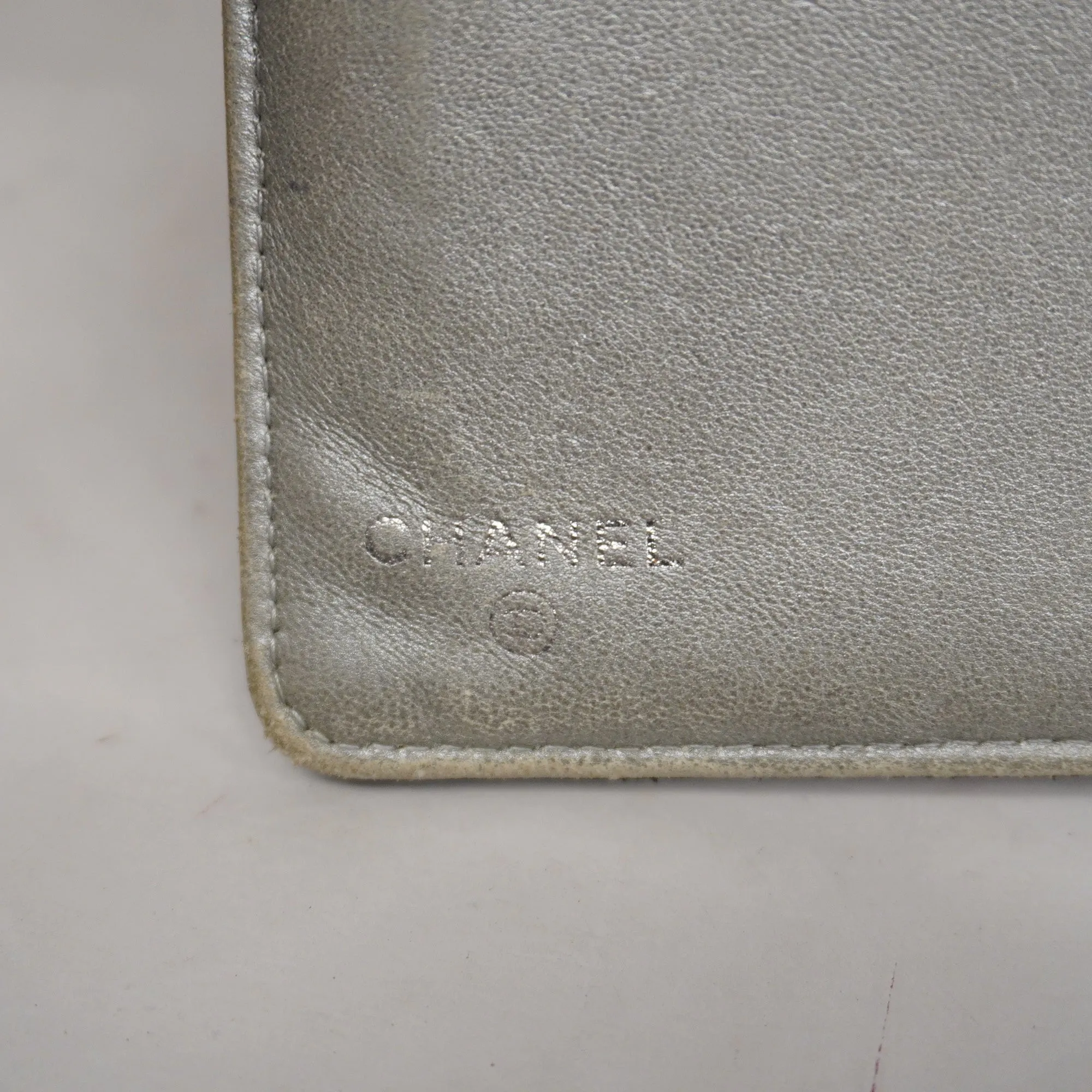 CHANEL   Camellia Bi-fold Long Wallet With Silver Metal Women's Lambskin