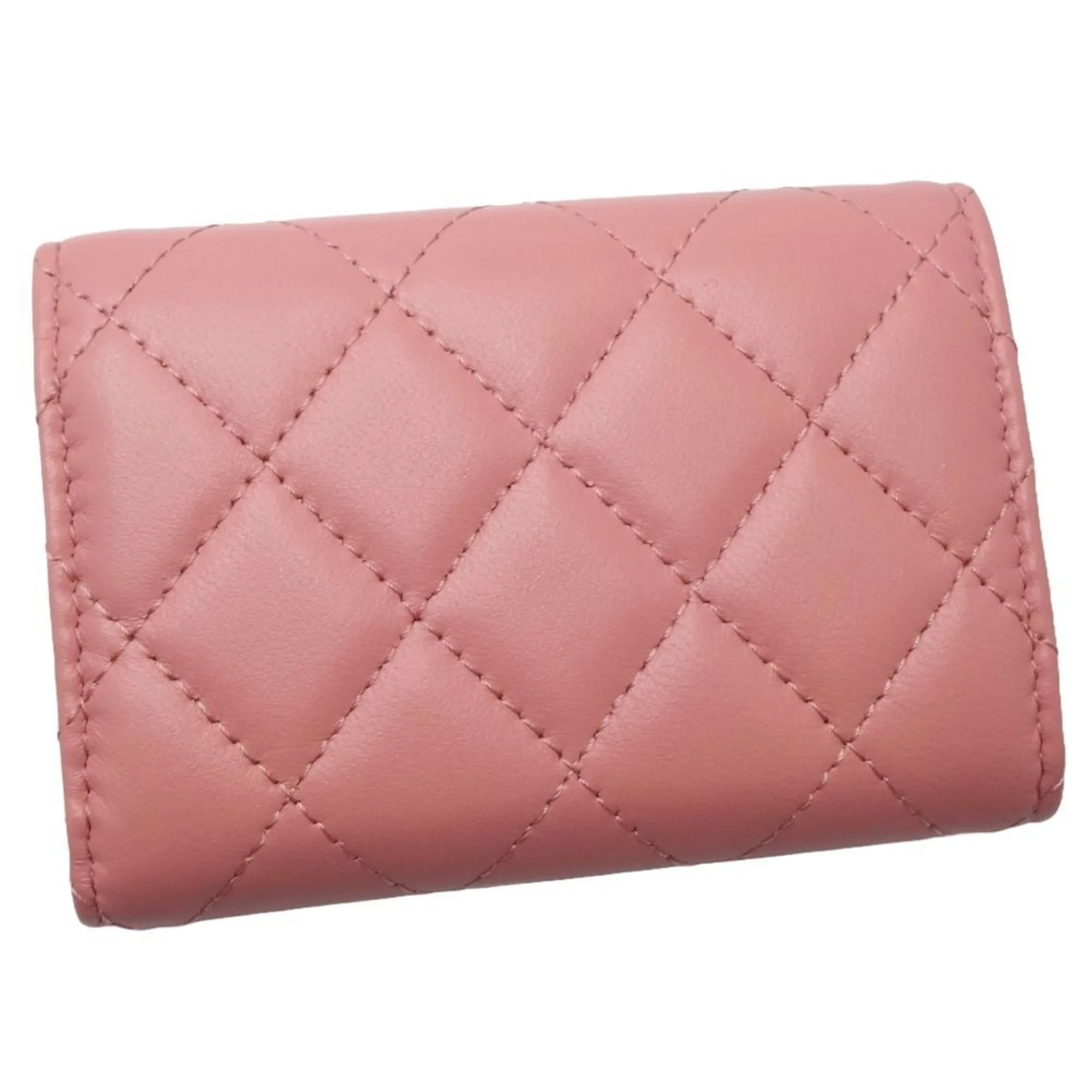 CHANEL Chanel Tri-fold Wallet AP3650 Matelasse Flap Lambskin Pink 180638 ☆