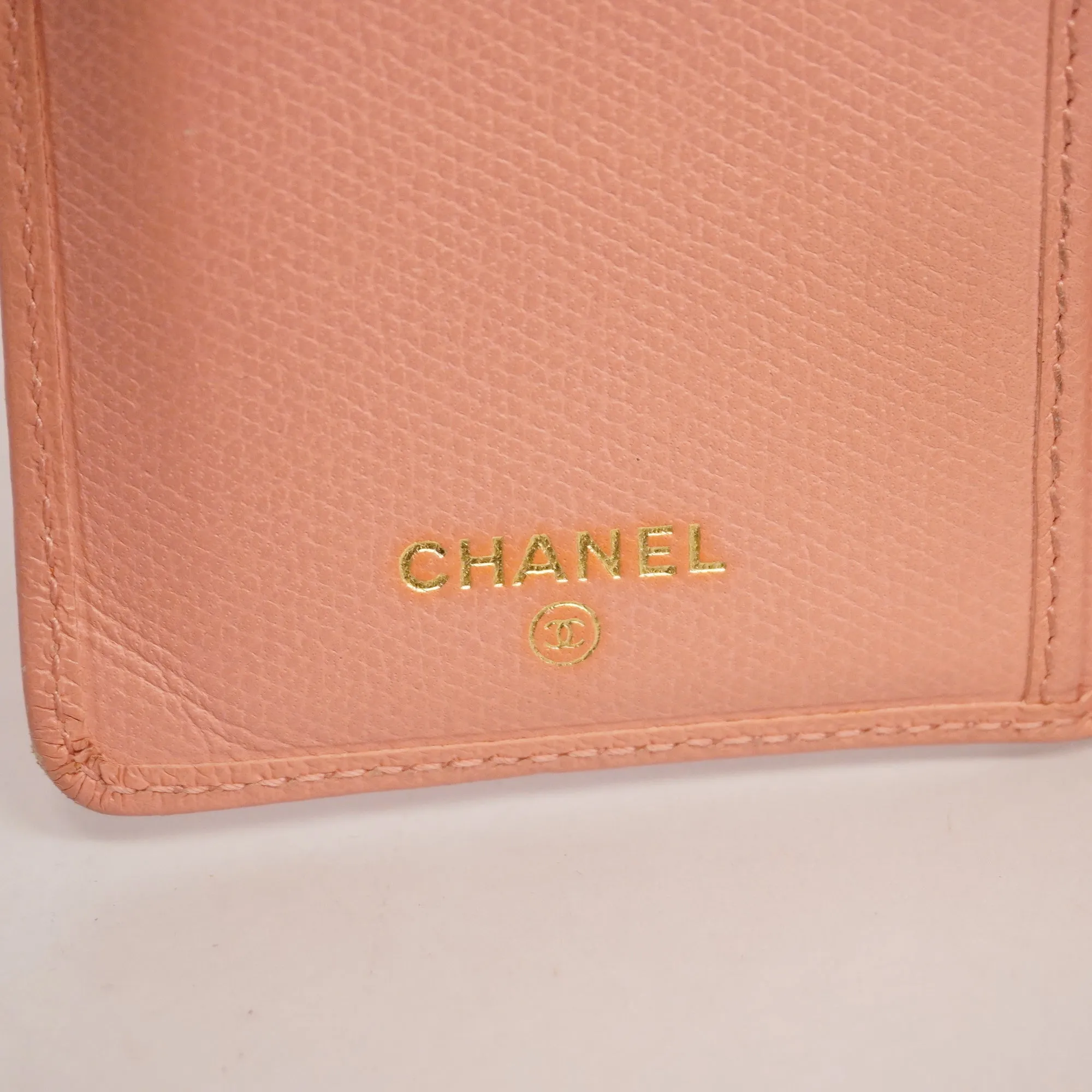 CHANEL   Coco Button Gold Hardware Women's Leather Long Wallet [bi-fold] Pink