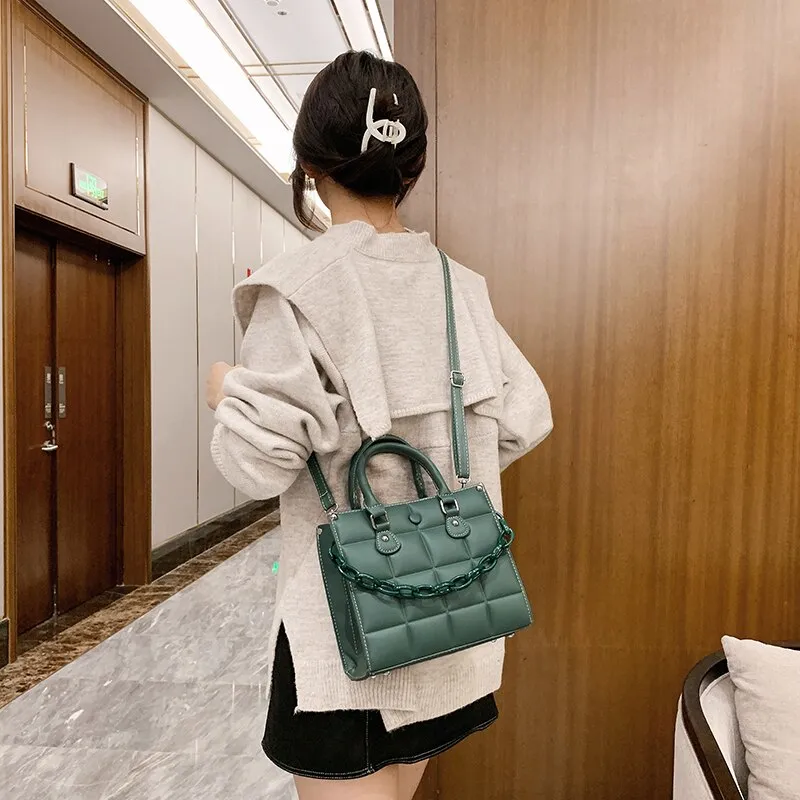 Christmas Gift Lattice Chain PU Leather Handbag Designer Luxury Women Totes Brand Female 2021 Small Crossbody Shoulder Bags Purses And Handbags