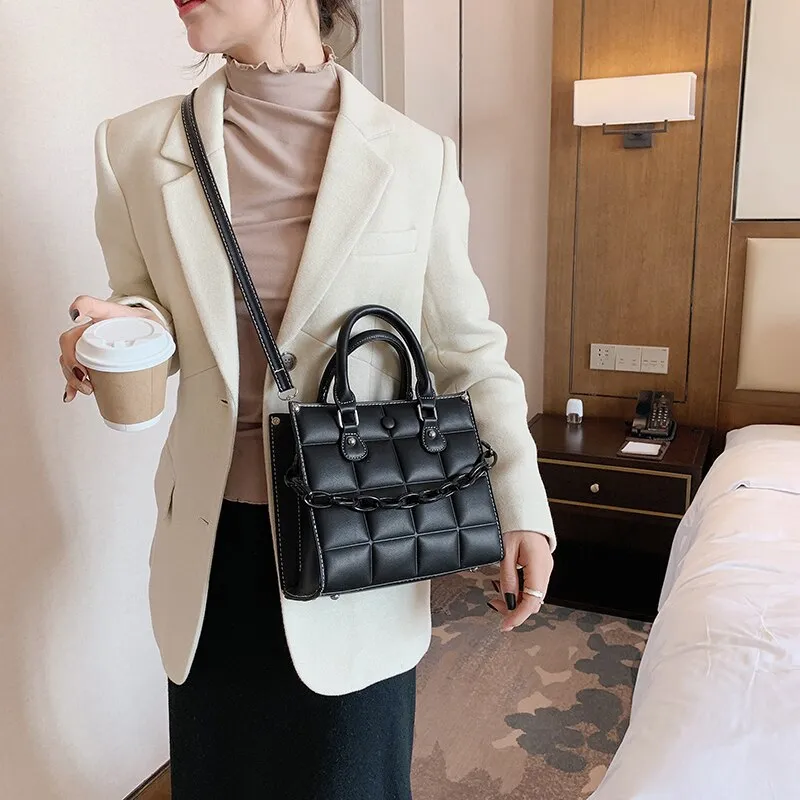 Christmas Gift Lattice Chain PU Leather Handbag Designer Luxury Women Totes Brand Female 2021 Small Crossbody Shoulder Bags Purses And Handbags