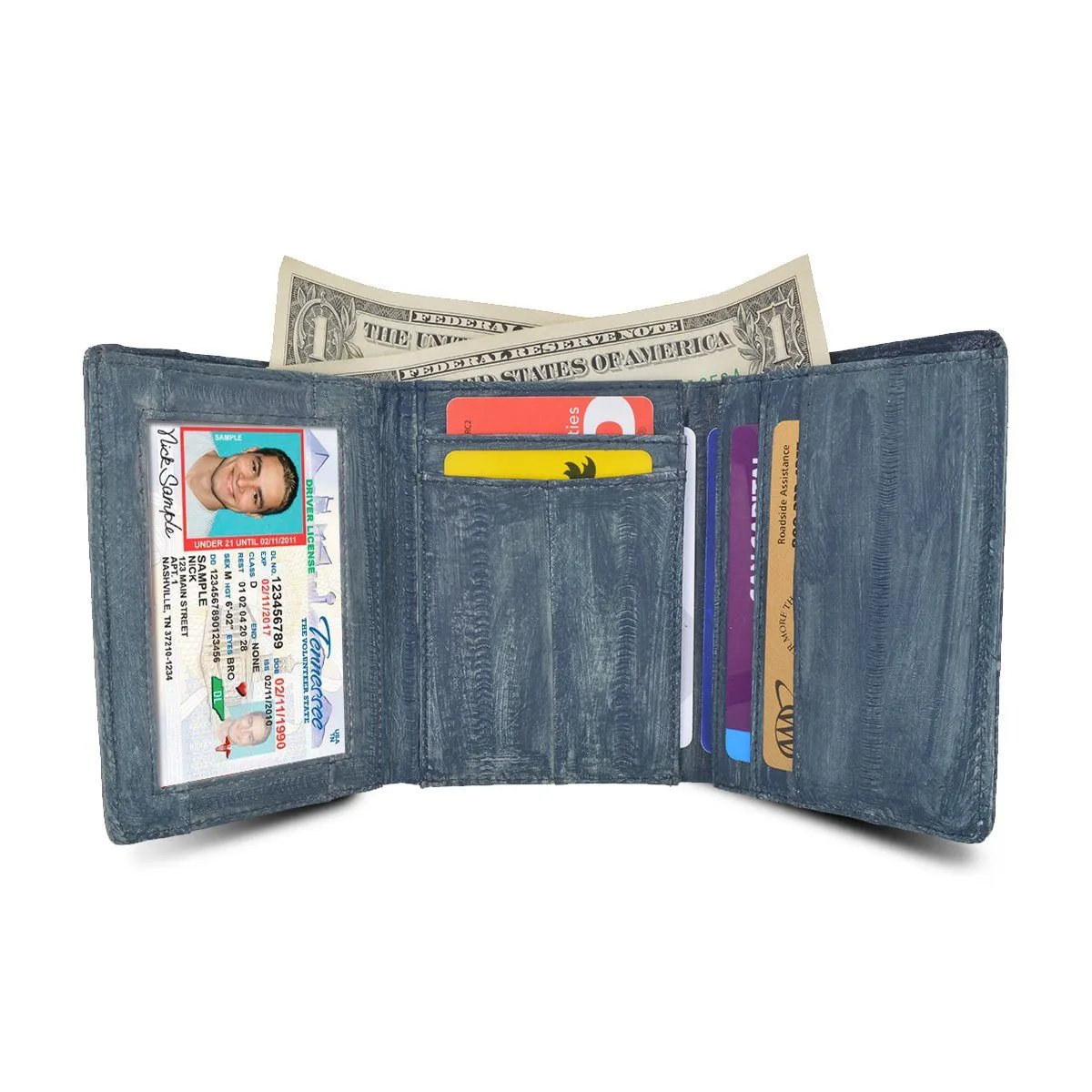 Eel Skin Trifold Wallet