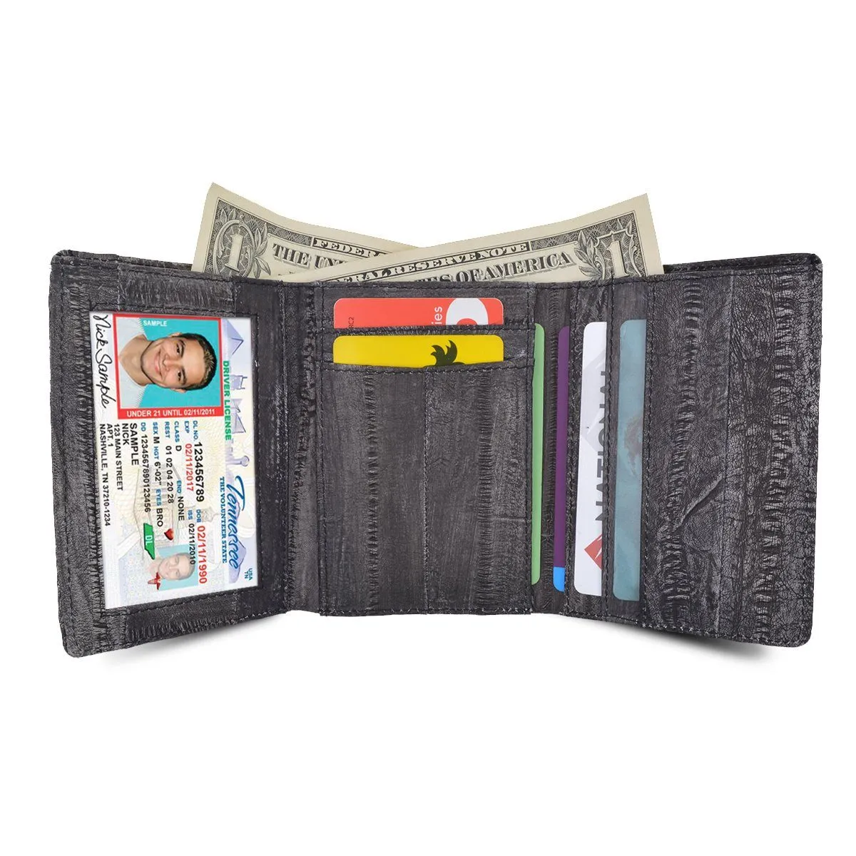 Eel Skin Trifold Wallet