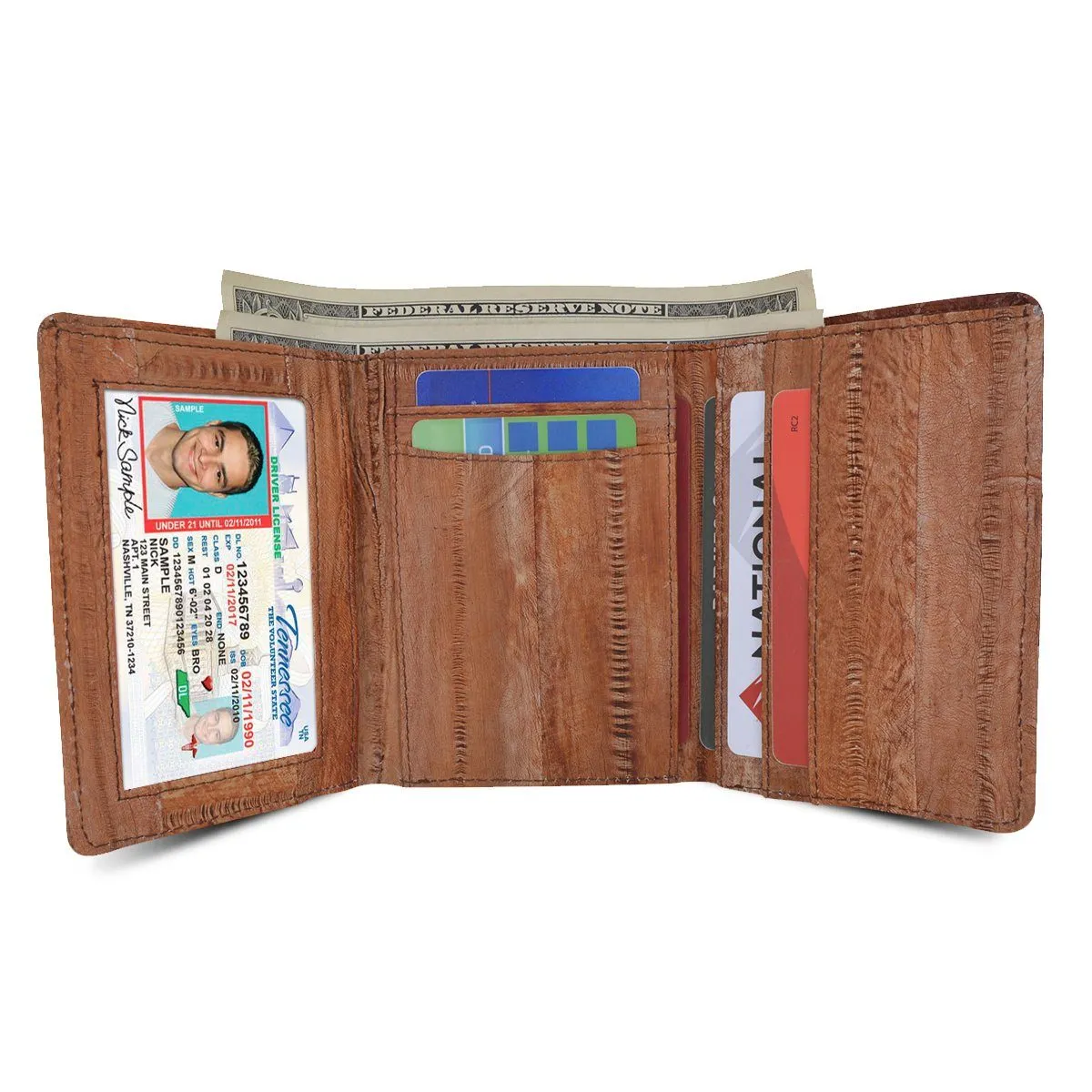 Eel Skin Trifold Wallet