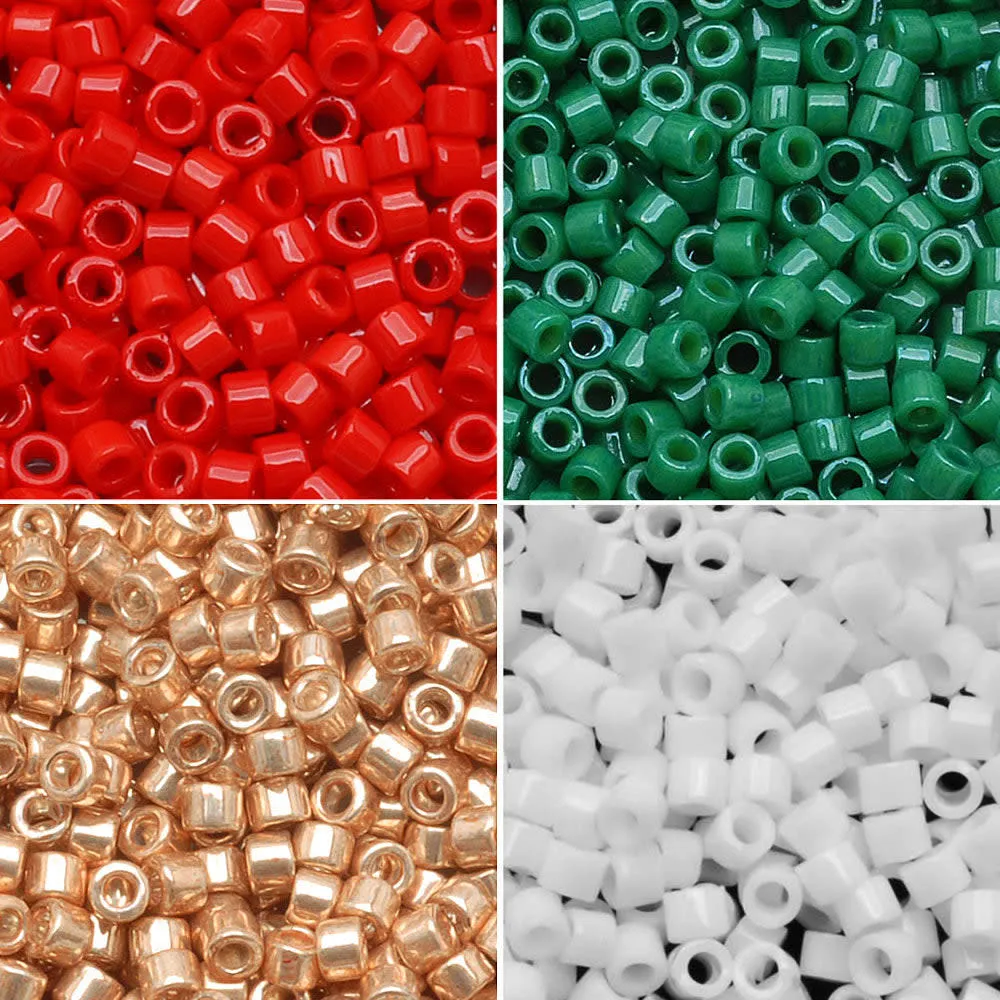 Exclusive Beadaholique Designer Palette, Miyuki Delica Seed Bead Mix, 11/0, Traditional Christmas V2, 4 Color Set