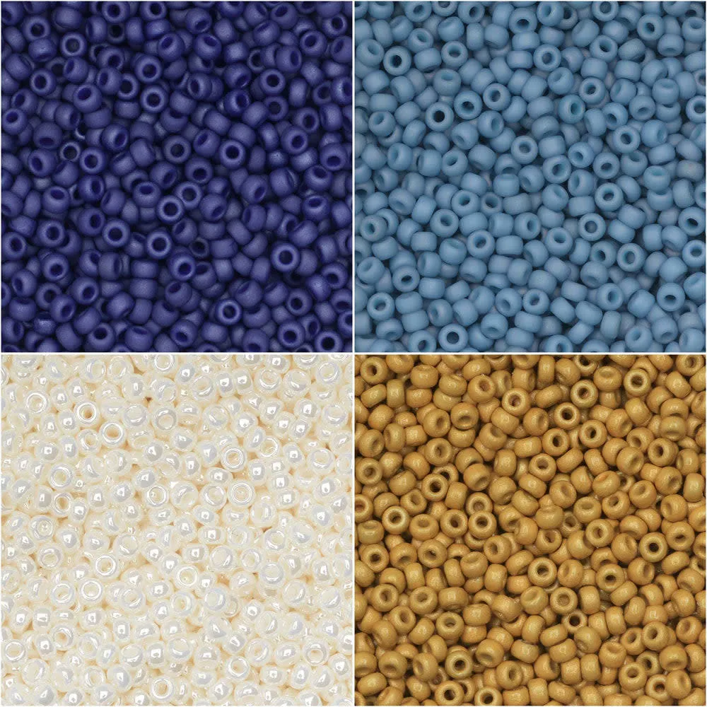 Exclusive Beadaholique Designer Palette, Miyuki Seed Bead Mix, Round 11/0 Size, Blue Jean Baby (34 Grams)