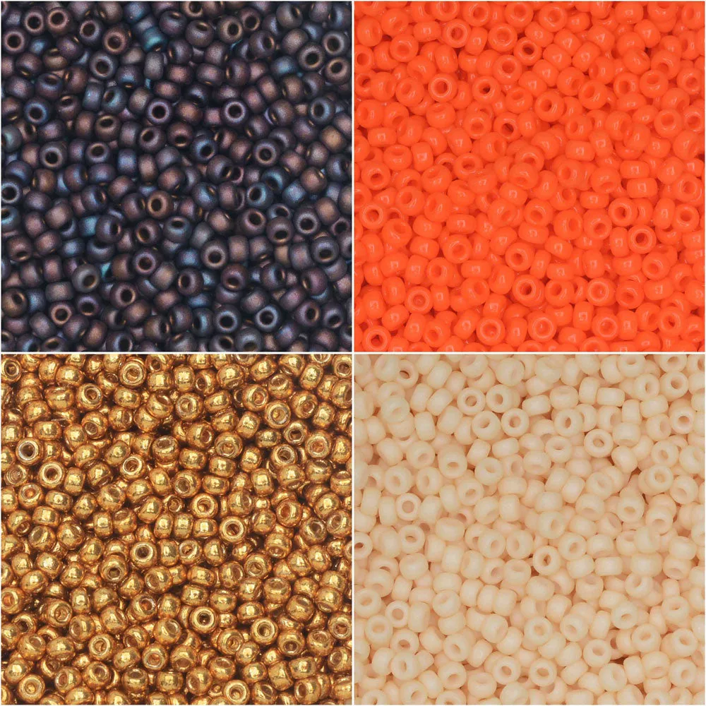 Exclusive Beadaholique Designer Palette, Miyuki Seed Bead Mix, Round 11/0 Size, Harvest Pumpkin (34 Grams)