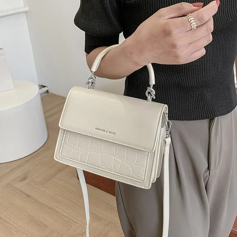 Fashion Stone grain Women Shoulder Bags Designer Luxury Pu Leatehr Flap Crossbody Bag Small Famale totes ladies Handbag white
