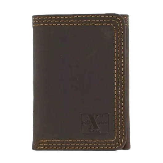 HD Xtreme Mens Work Brown Leather Trifold Wallet N6310802