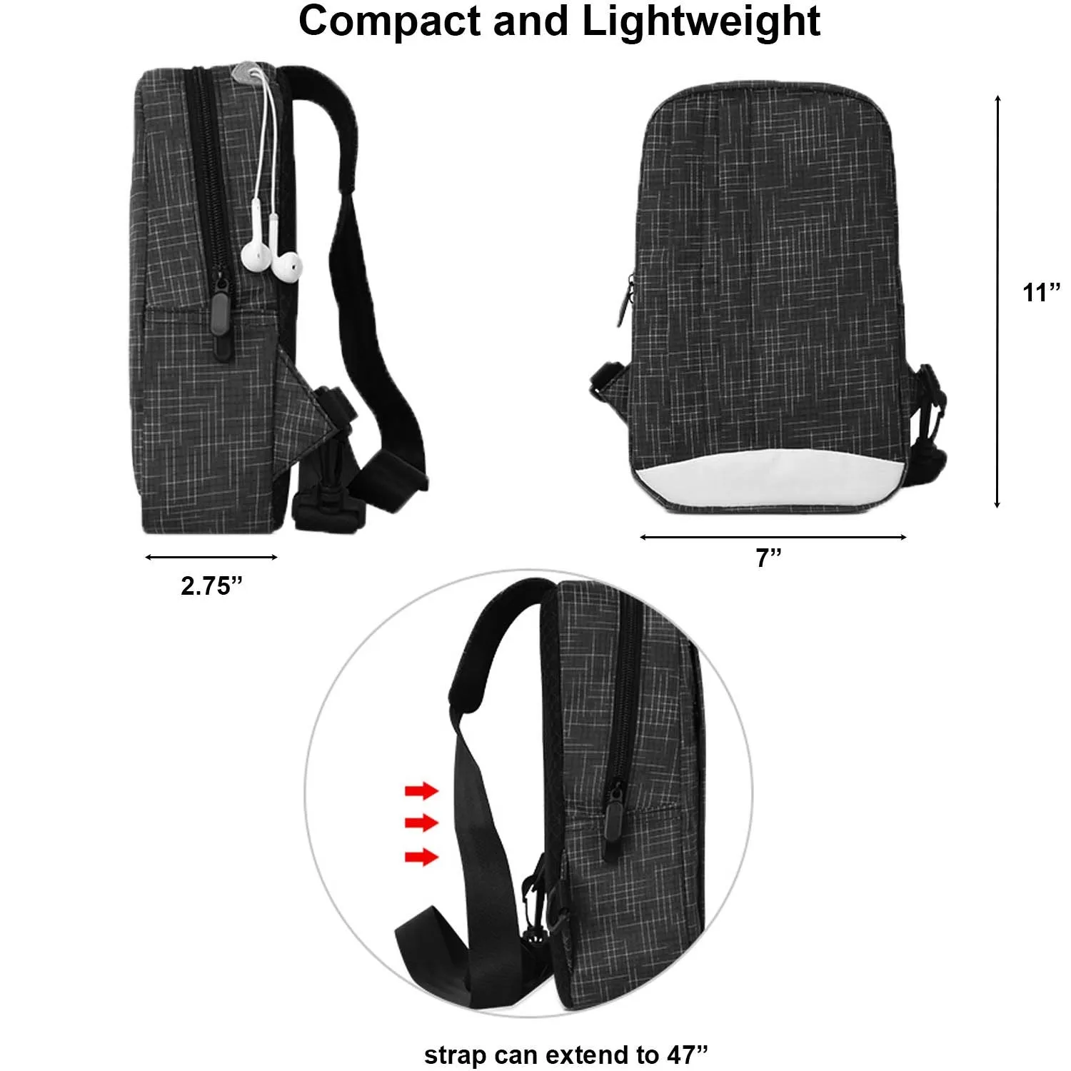 Lightweight and Waterproof Sling Bag/Travel Bag - Black