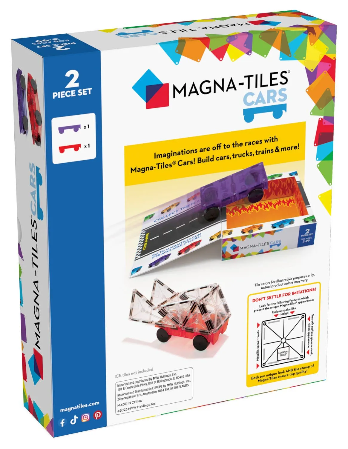 Magna-Tiles Cars 2-Piece Expansion Set: Purple & Red