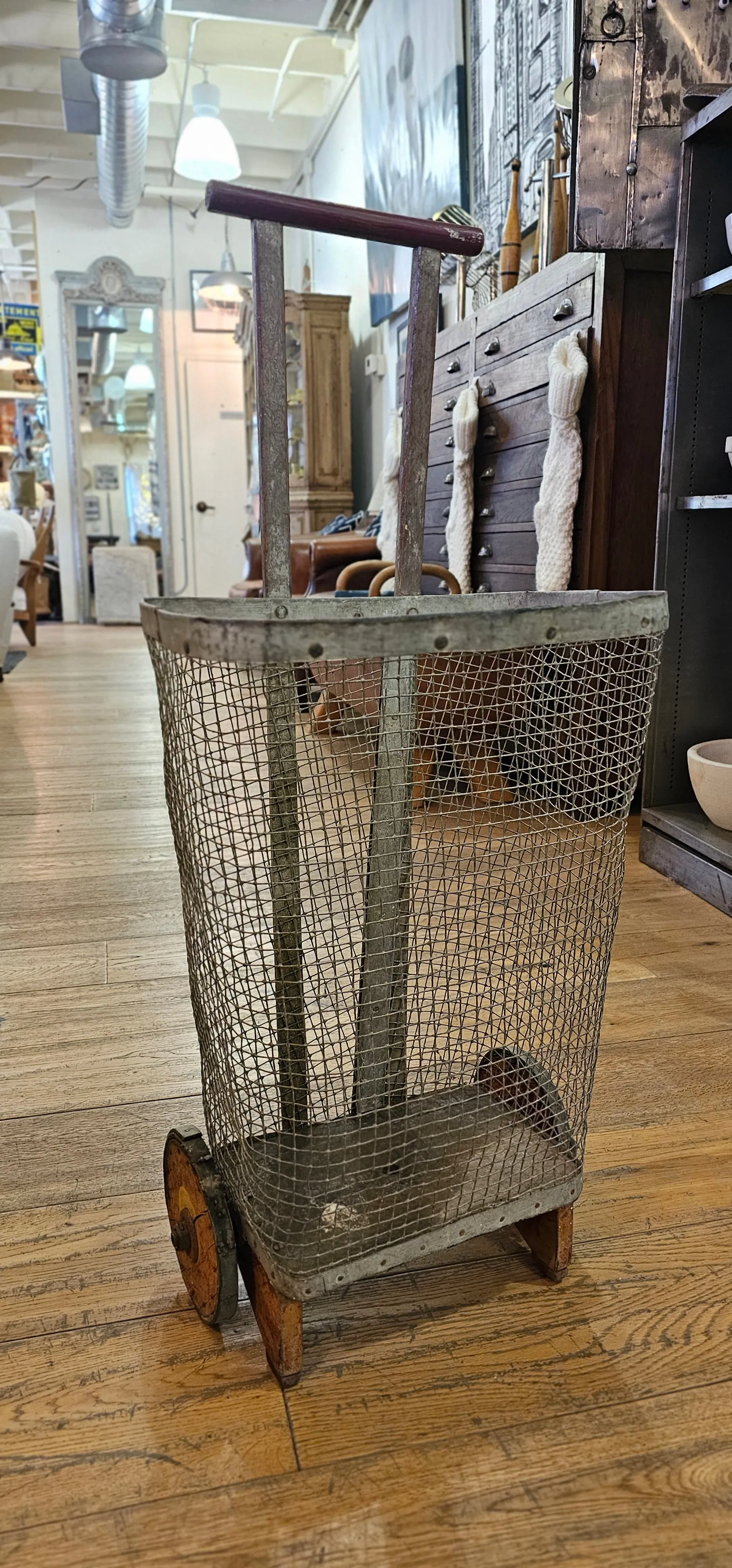 Metal Mesh 2 Wheeled Shopping Basket