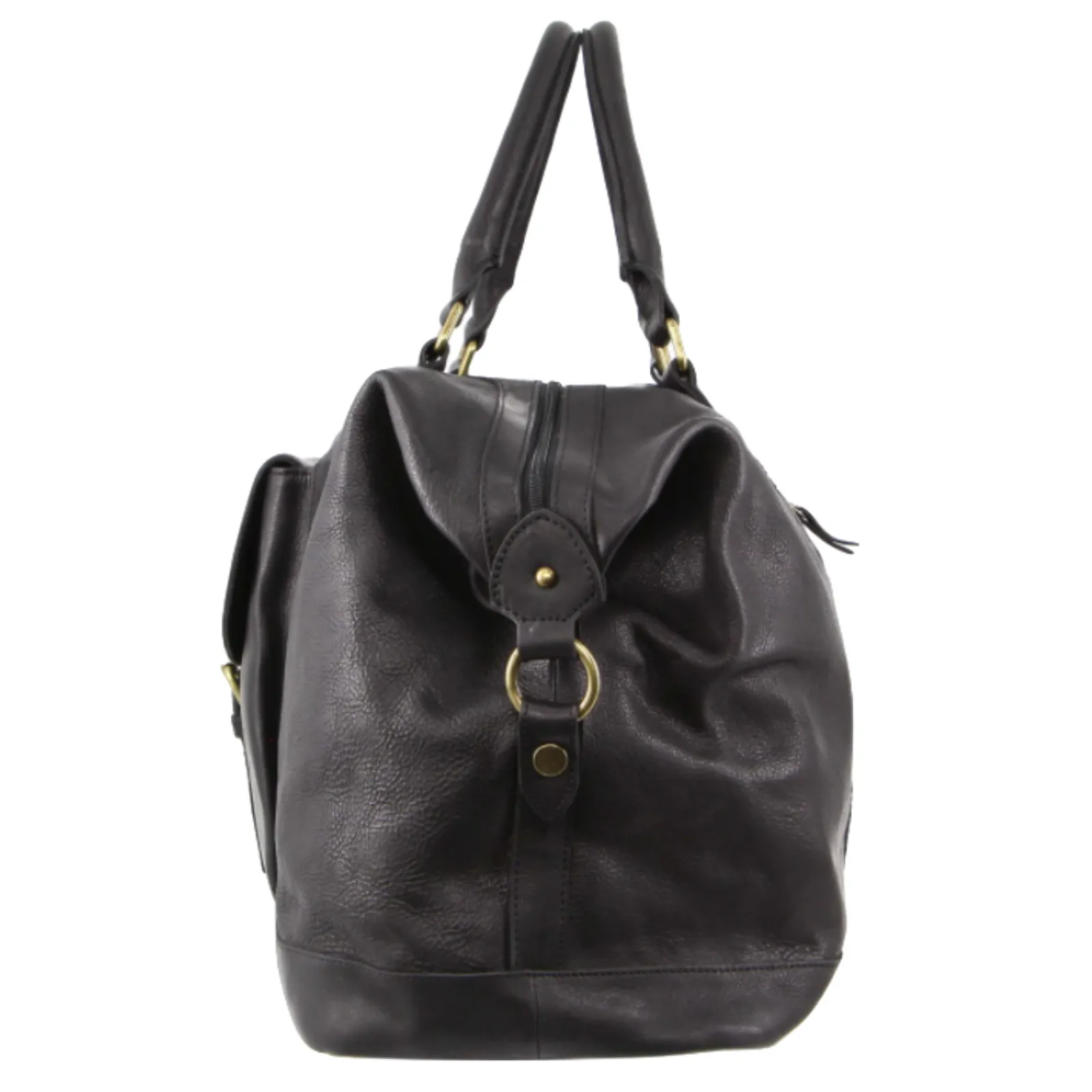 Pierre Cardin Mens Leather Business Overnight Bag Luggage Duffle Weekend Travel - Black