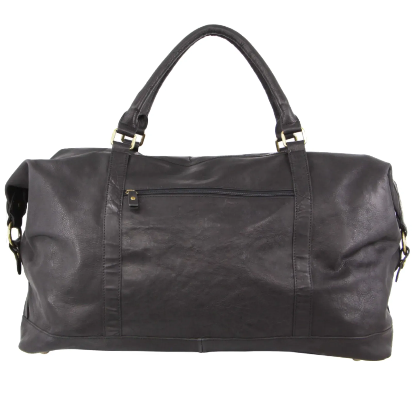 Pierre Cardin Mens Leather Business Overnight Bag Luggage Duffle Weekend Travel - Black