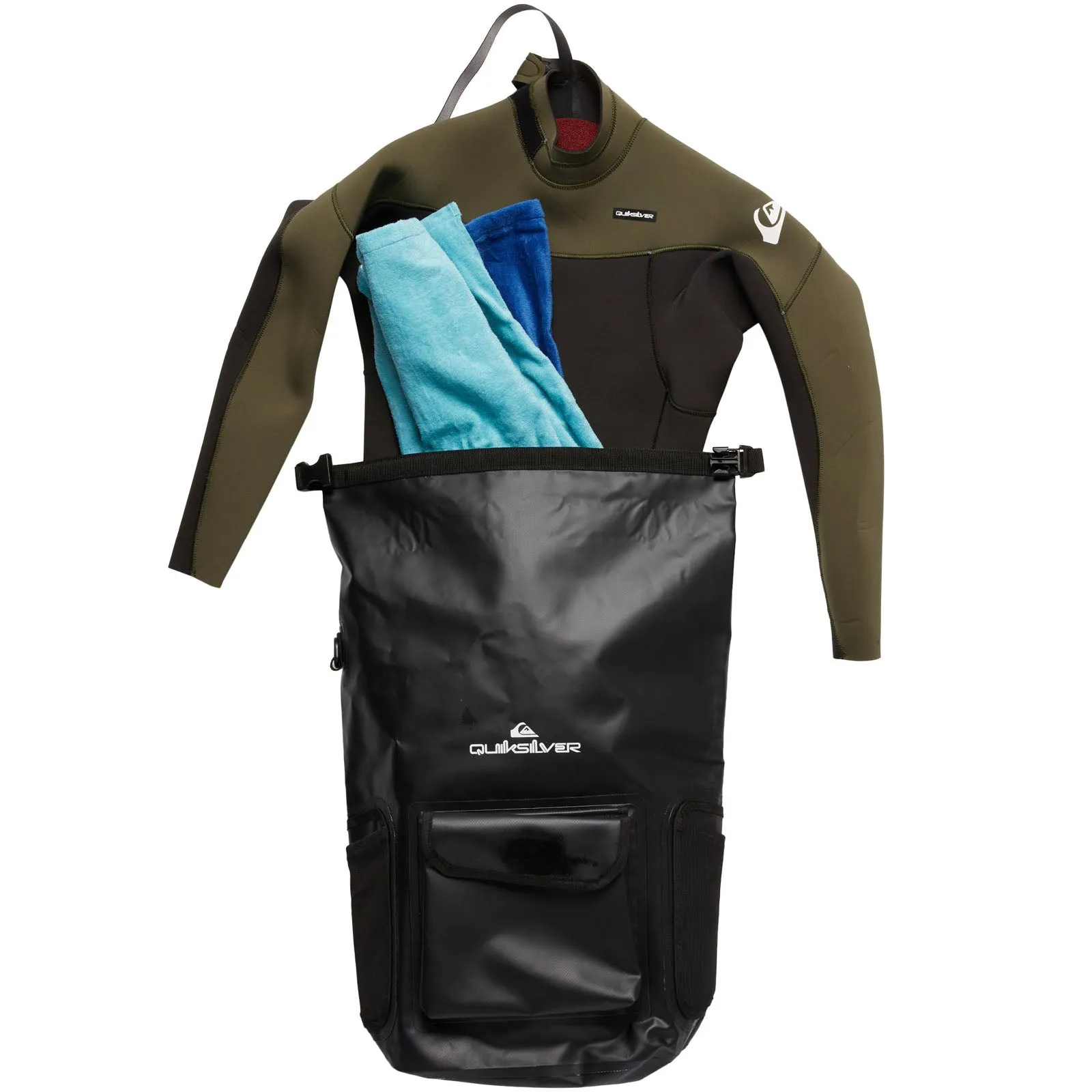 Quiksilver Sea Stash 20L Medium Roll Top Backpack - All Black