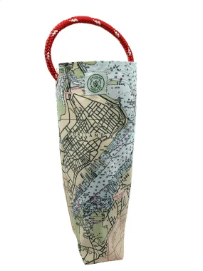 Recycled Sail Wine Tote - Custom nautical chart
