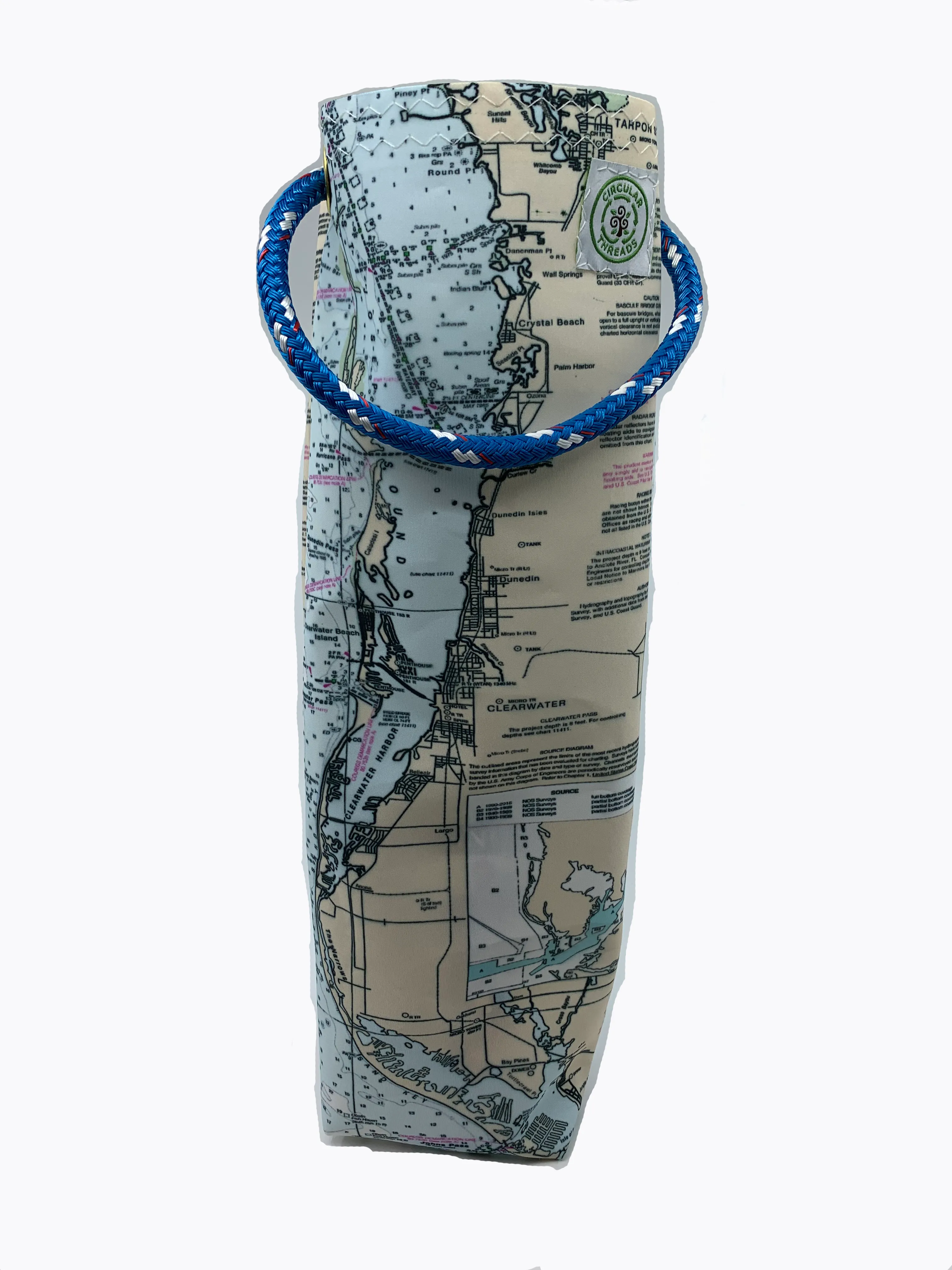 Recycled Sail Wine Tote - Custom nautical chart