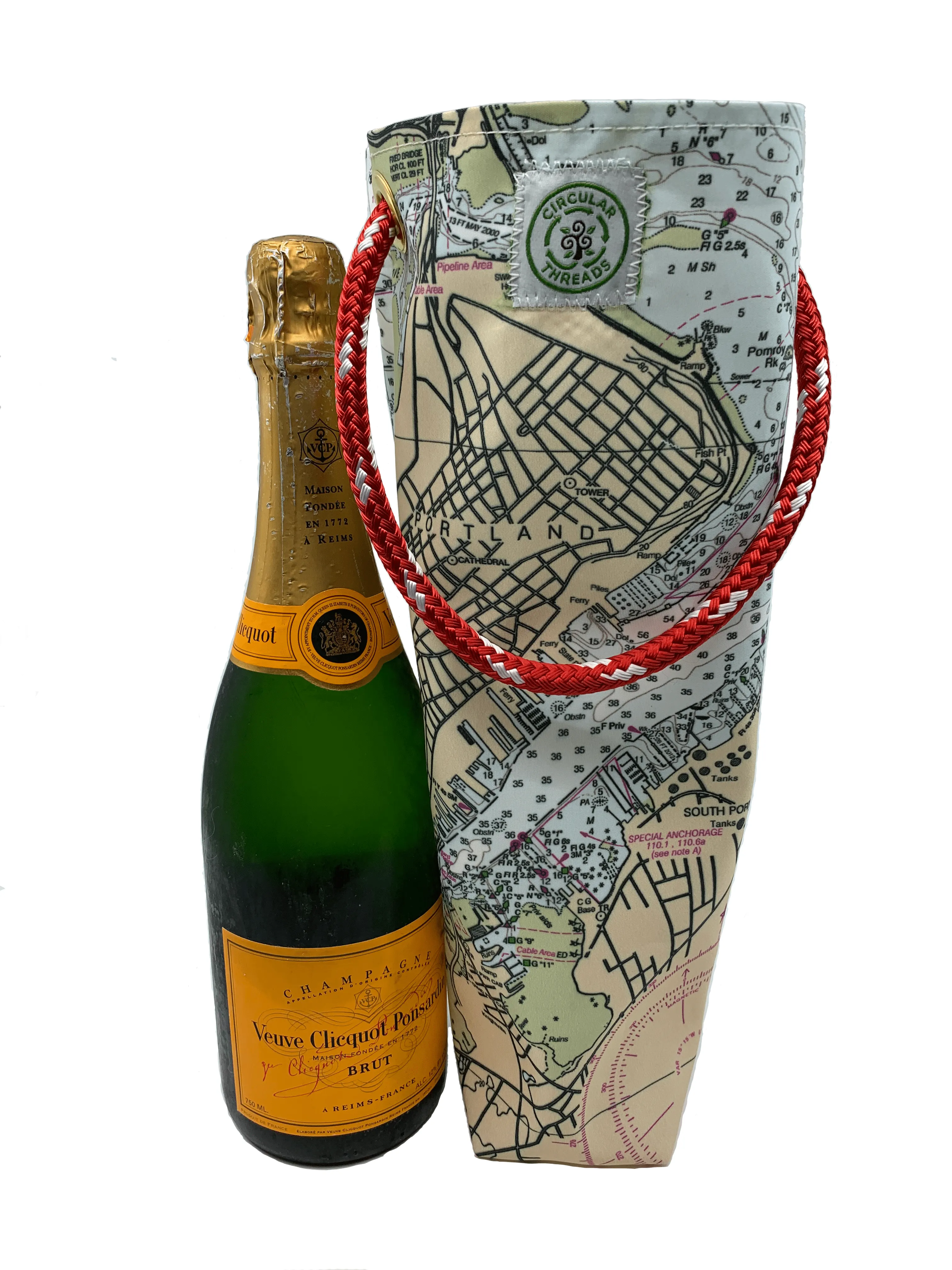 Recycled Sail Wine Tote - Custom nautical chart