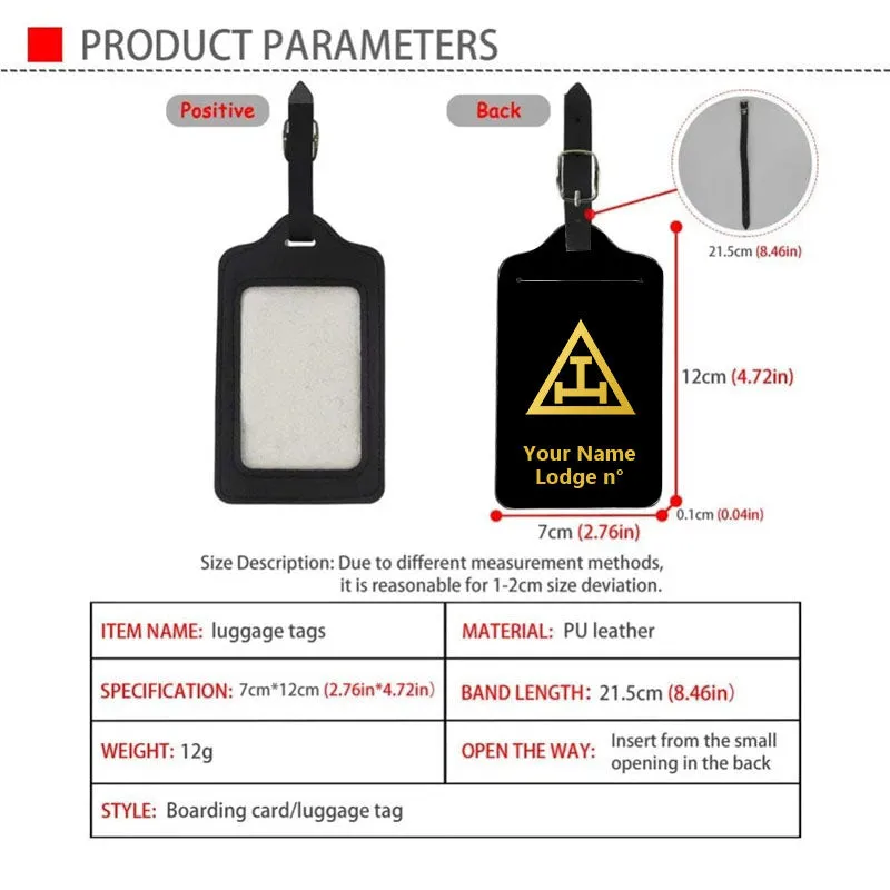 Royal Arch Chapter Luggage Tag - Black Leather