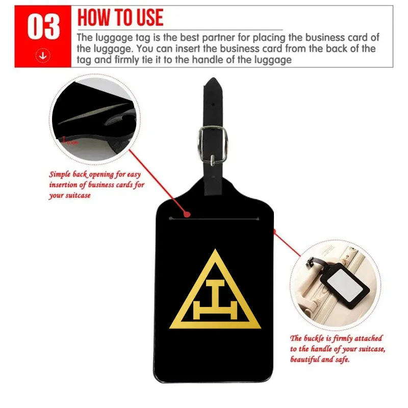 Royal Arch Chapter Luggage Tag - Black Leather