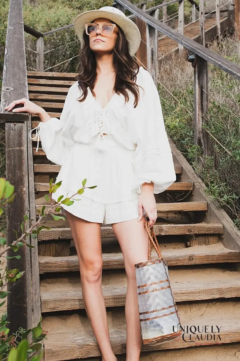 The Hamptons Tan Basket Beach Tote
